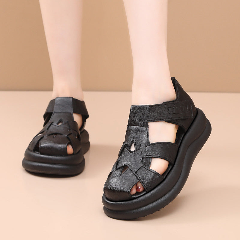 Sandalias tipo gladiador de plataforma con punta cerrada