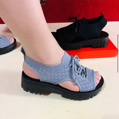 Sandalias tejidas con malla transpirable de verano 2025