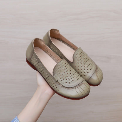Zapatos de cuero huecos de suela blanda