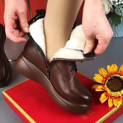 Botas de terciopelo con punta redonda y tacón medio