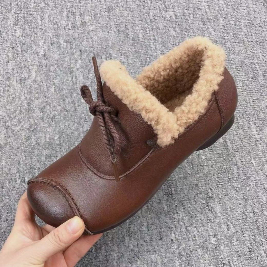 Zapatos de cuero grueso y cálido