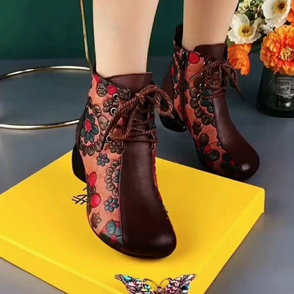 Botines de tacón grueso de piel suave