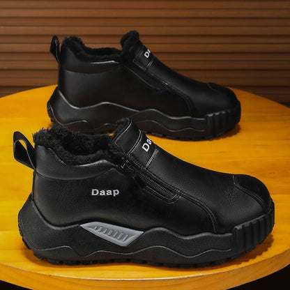 Zapatos casuales de piel para hombre con forro polar