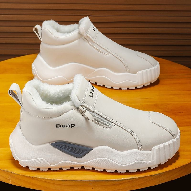 Zapatos casuales de piel para hombre con forro polar