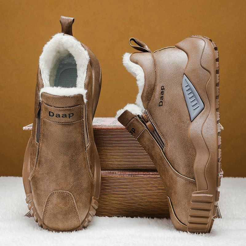 Zapatos casuales de piel para hombre con forro polar