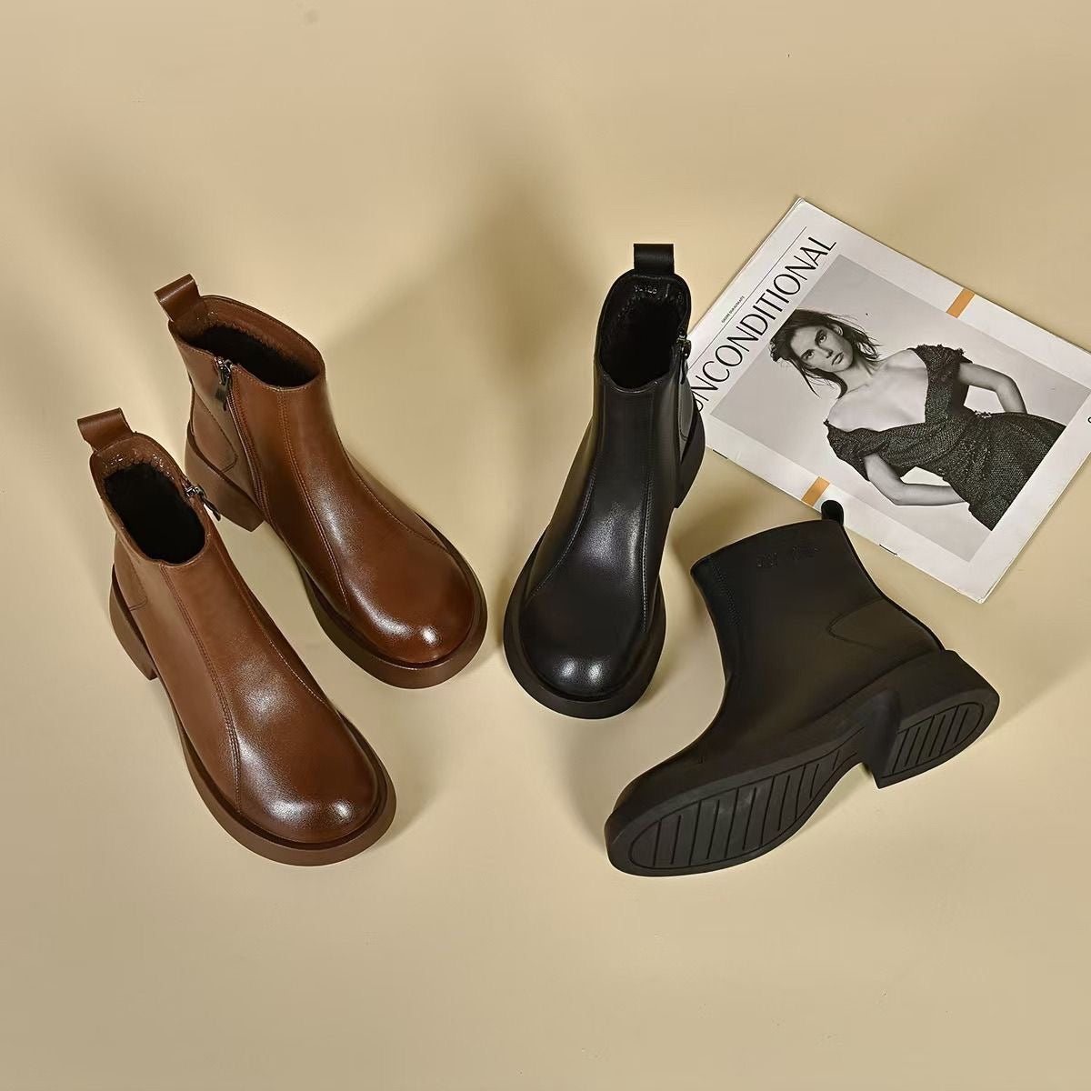 Botines Retro de Tacón Bajo