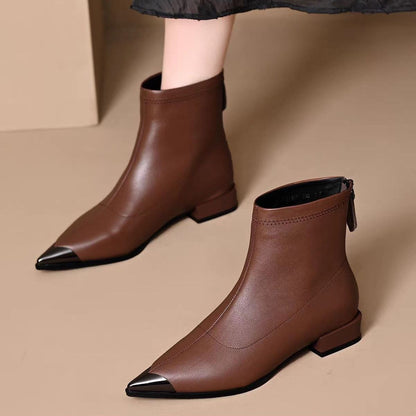 Botas de piel puntiagudas para mujer