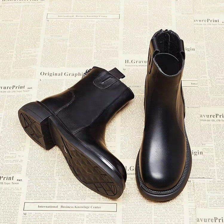 Botines cortos de tacón bajo para uso diario en otoño e invierno