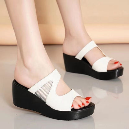 Sandalias de cuña de malla