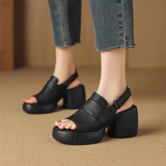 Sandalias ortopédicas cómodas de cuero genuino