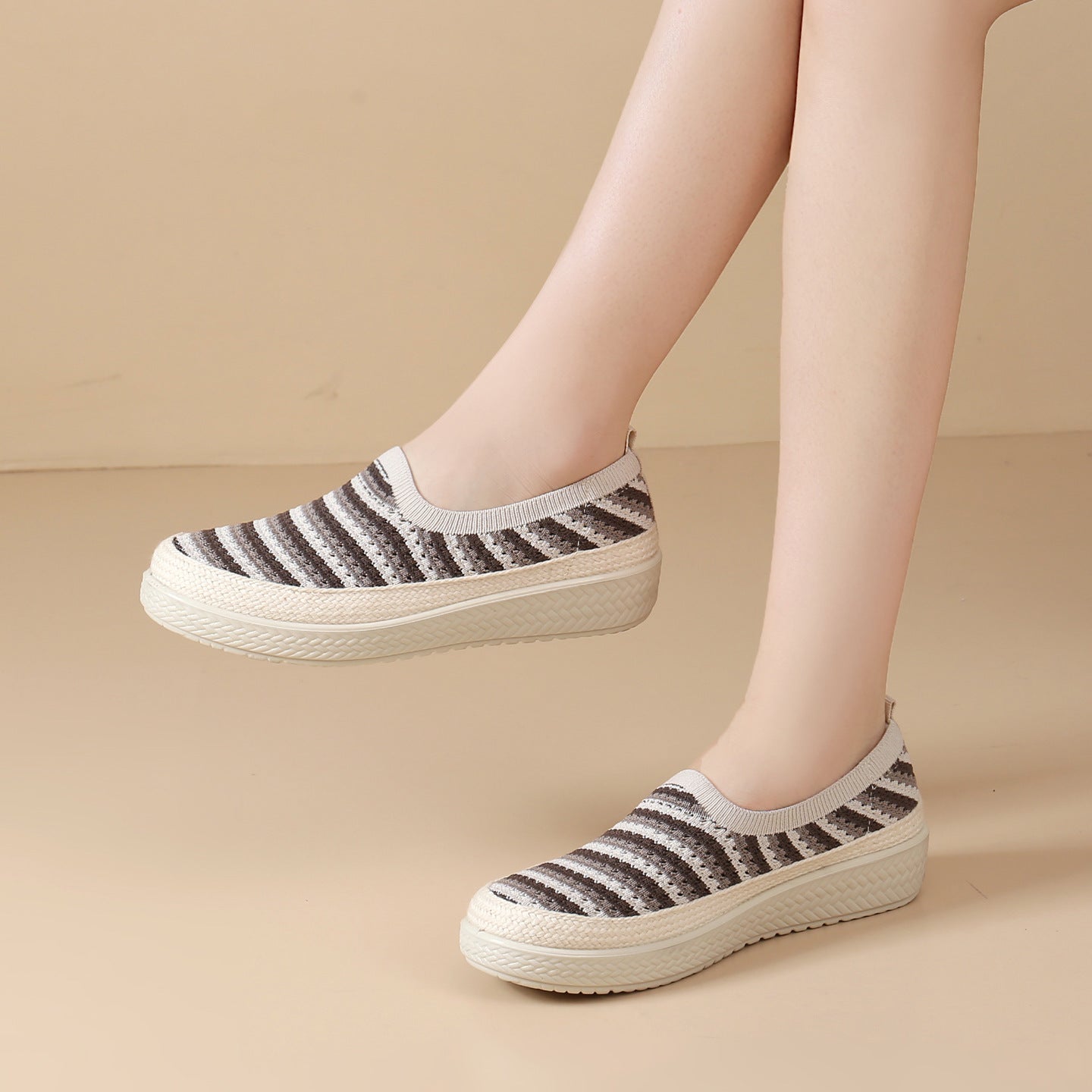 Zapatillas de punto transpirable slip-on para mujer