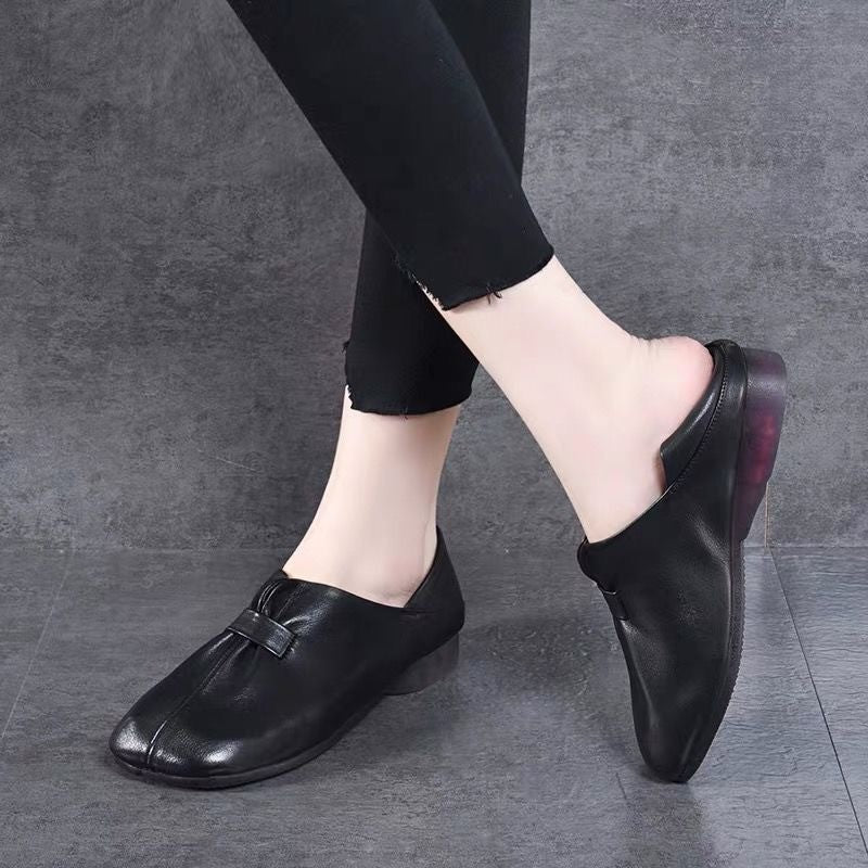 Zapatos retro de piel con punta cuadrada