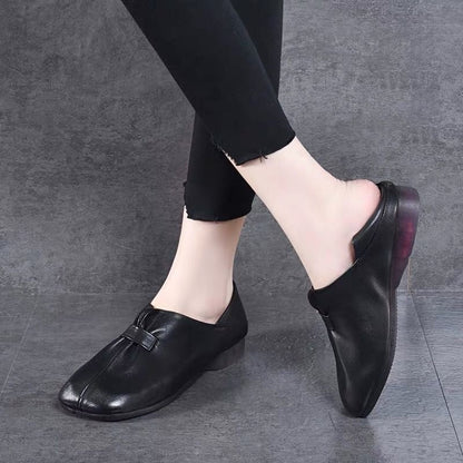 Zapatos retro de piel con punta cuadrada