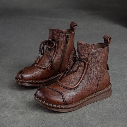 [100% piel de vacuno]Botas retro de piel suave