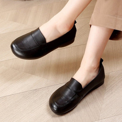 Zapatos de cuero retro de tacón bajo