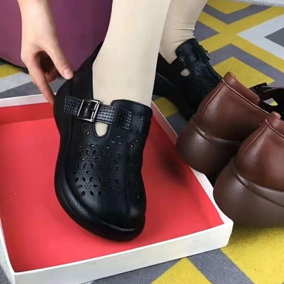 Zapatos de plataforma de piel calada