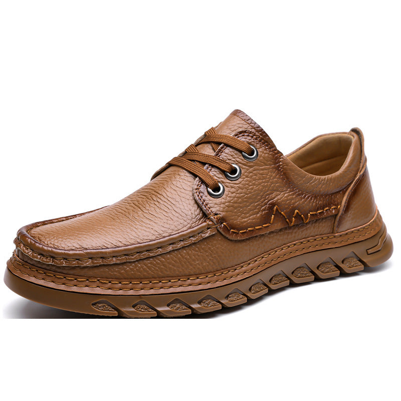 Zapatos casuales con cordones para hombre de cuero auténtico
