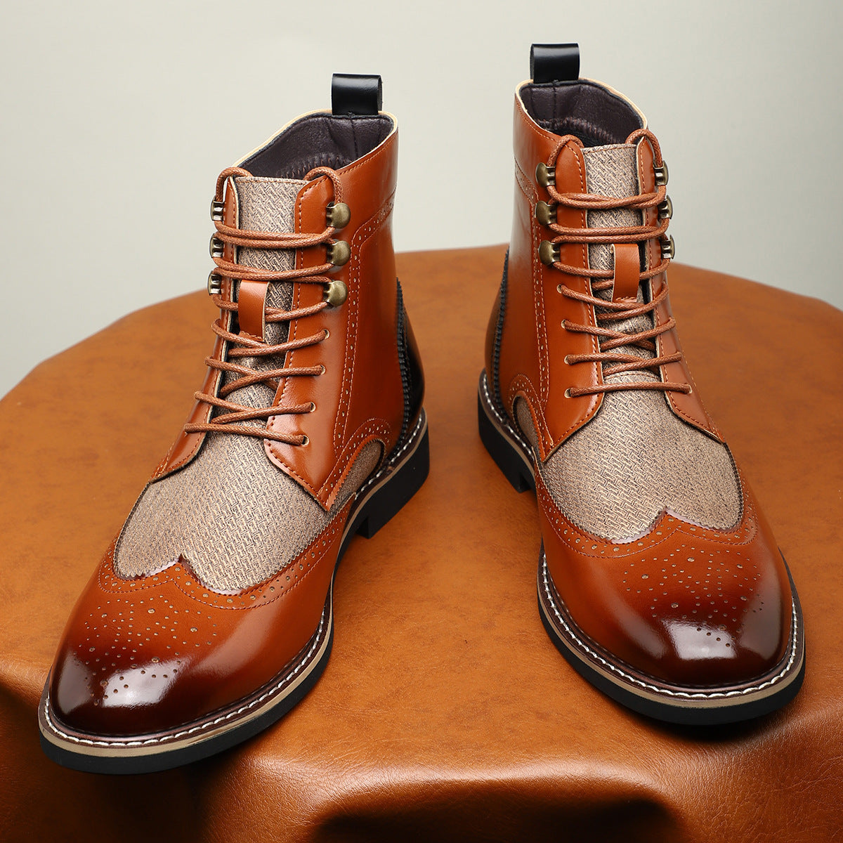 Botines de caña alta para hombre con diseño de bloques de color