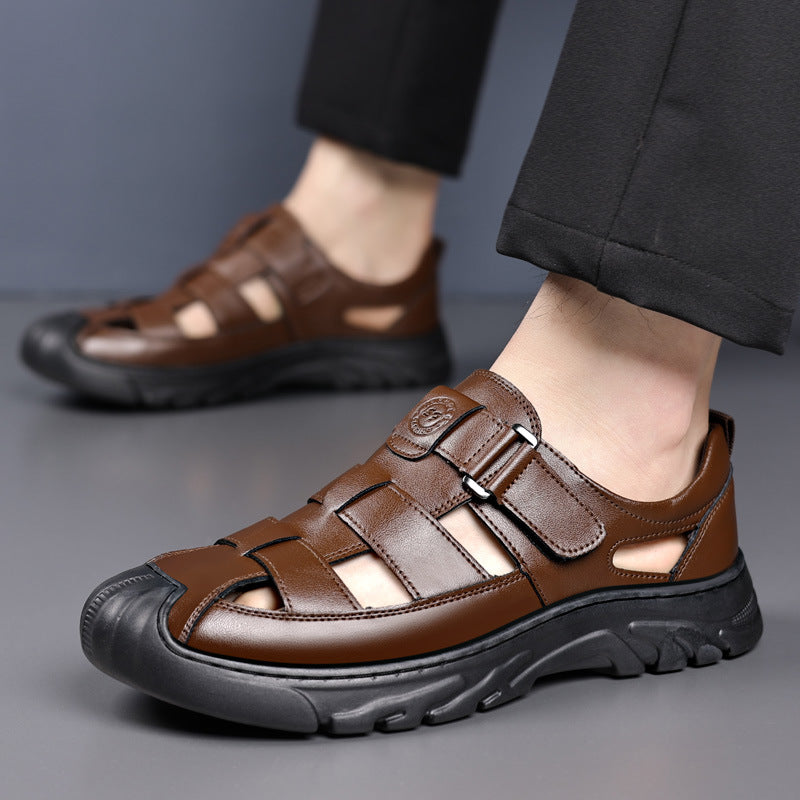 Zapatos de tirantes con bolsillo para hombres, de cuero