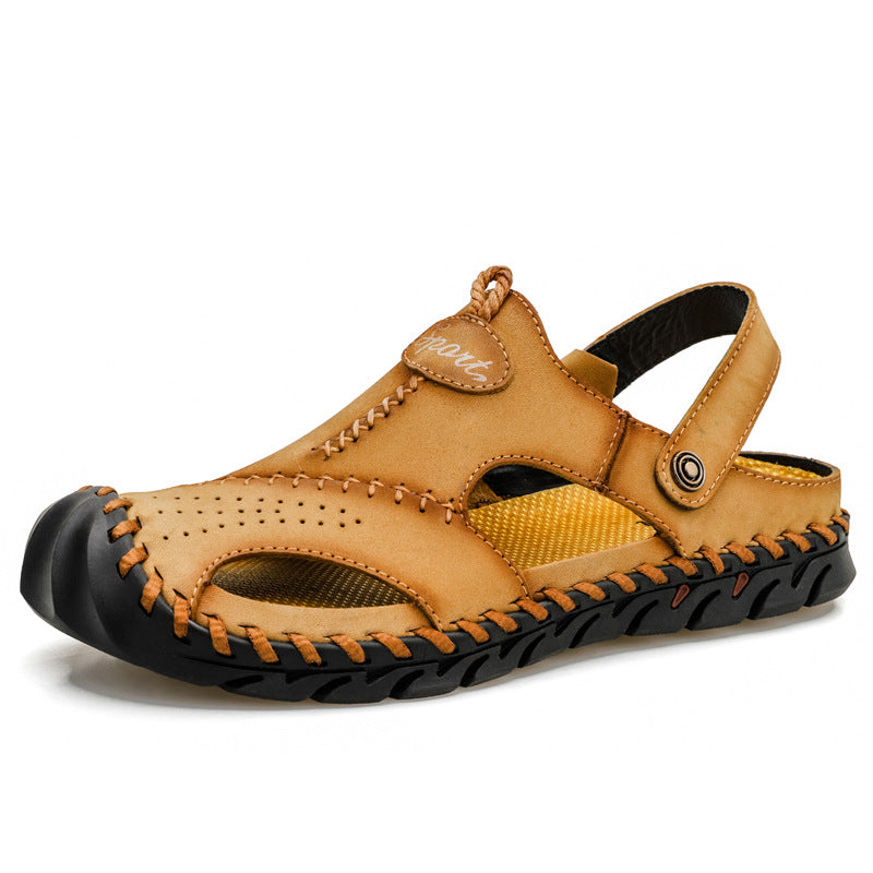 Zapatillas de cuero para hombre con cierre frontal