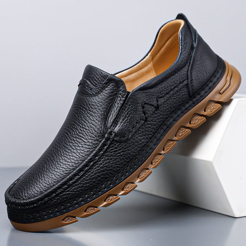 Zapatos casuales con cordones para hombre de cuero auténtico