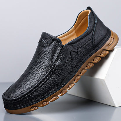 Zapatos casuales con cordones para hombre de cuero auténtico