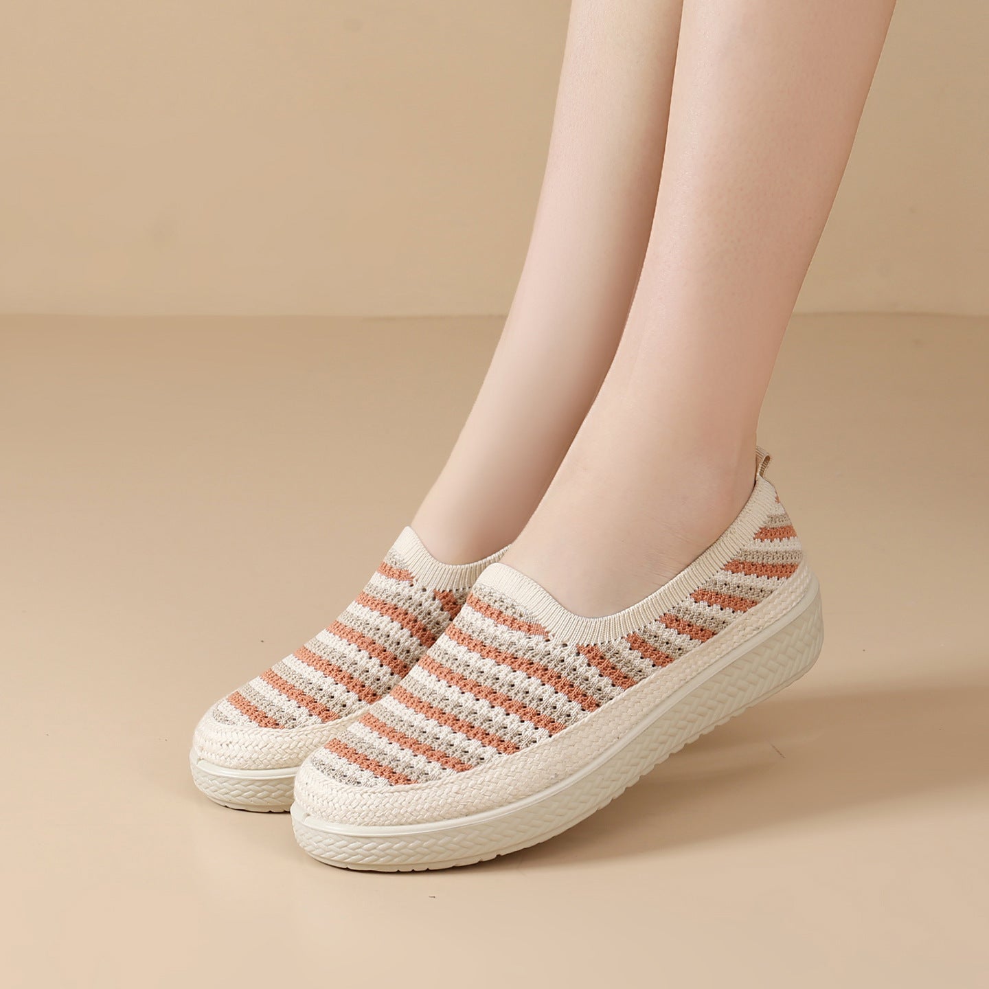 Zapatillas de punto transpirable slip-on para mujer