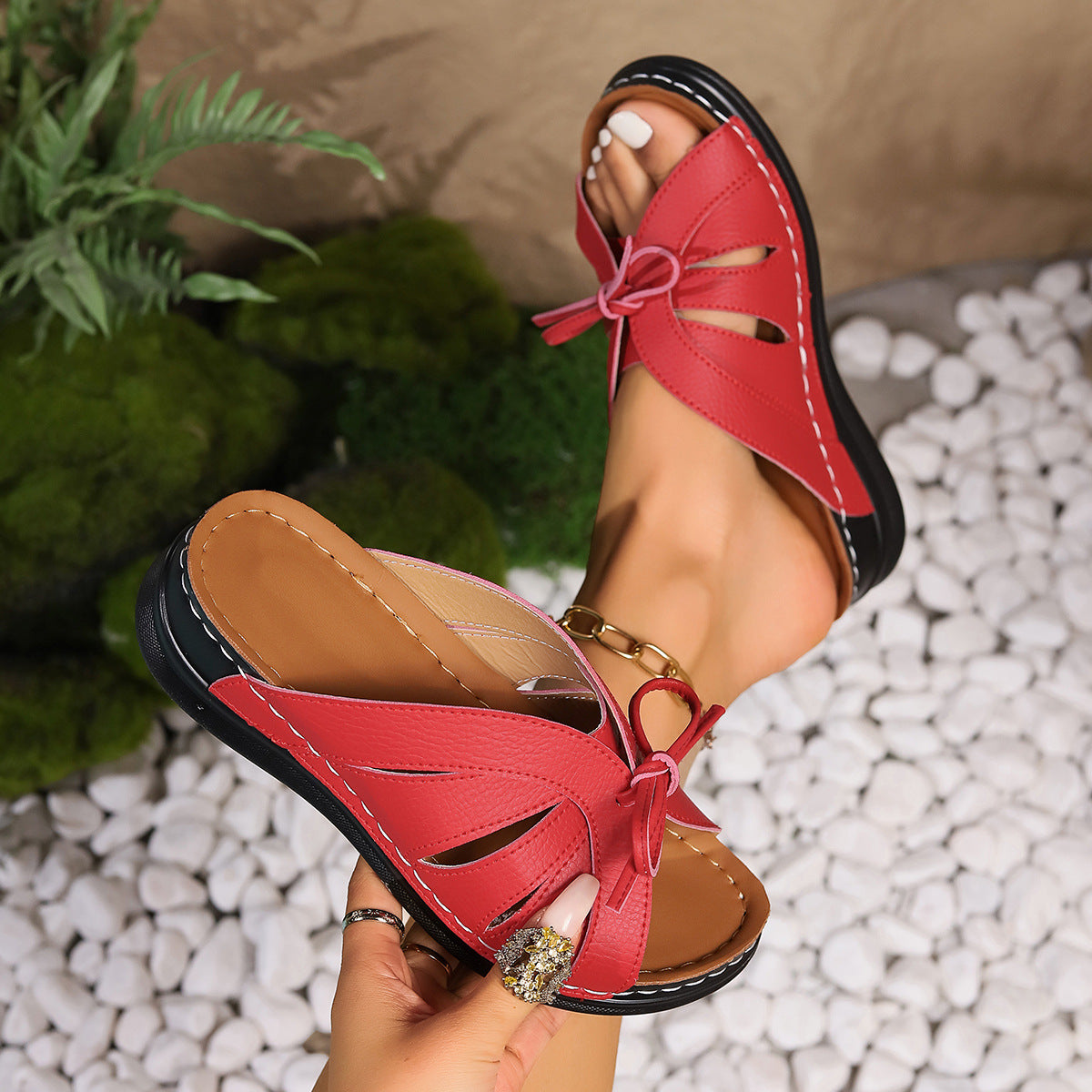 Sandalias elegantes con lazo para mujer