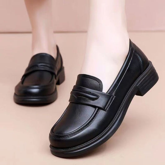 Zapatos planos antideslizantes de suela blanda de cuero genuino