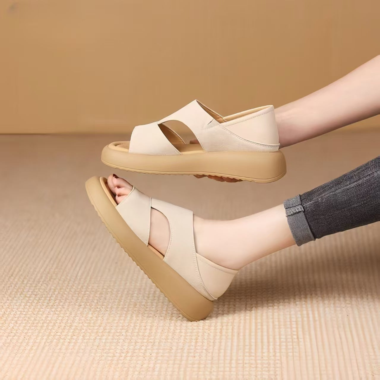 Sandalias de playa con estampado de leopardo
