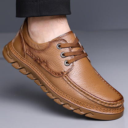 Zapatos casuales con cordones para hombre de cuero auténtico