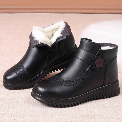 Botines Negros para Mujer con Flor Decorativa