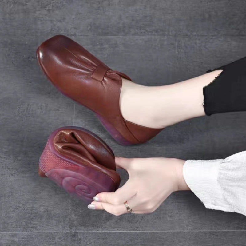 Zapatos retro de piel con punta cuadrada