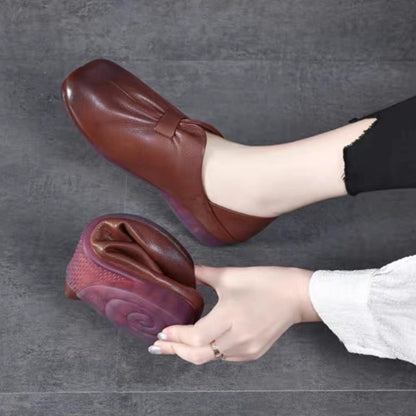 Zapatos retro de piel con punta cuadrada