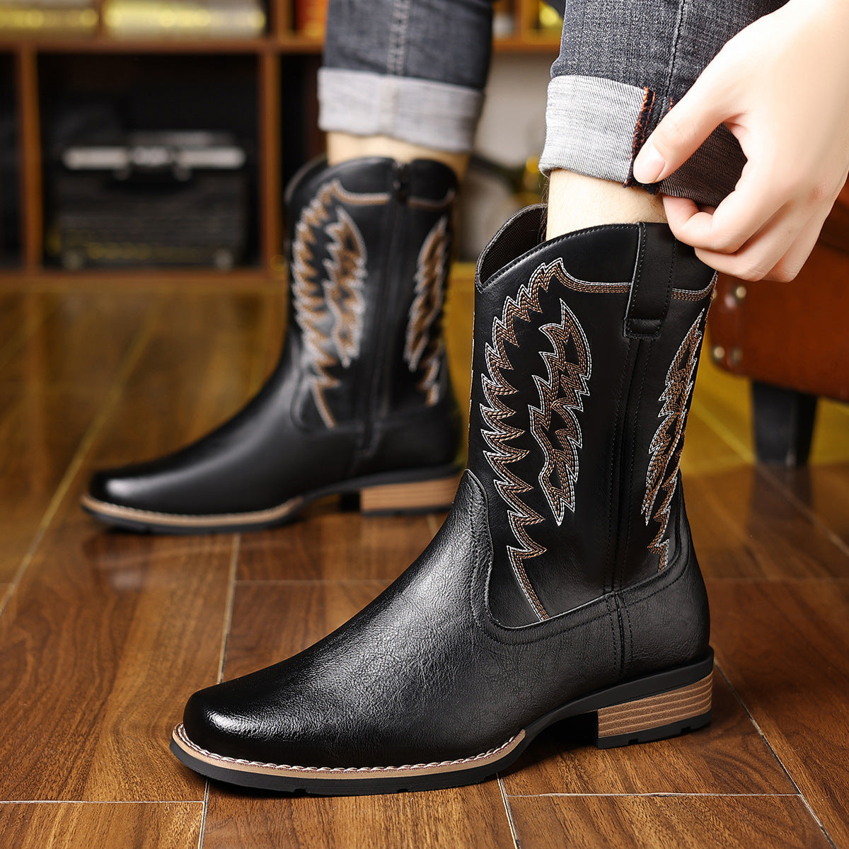 Botas de equitación altas para hombre con bordados