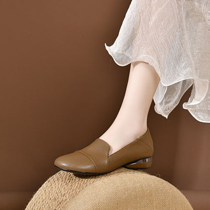 Zapatos de piel slip-on de tacón bajo vintage