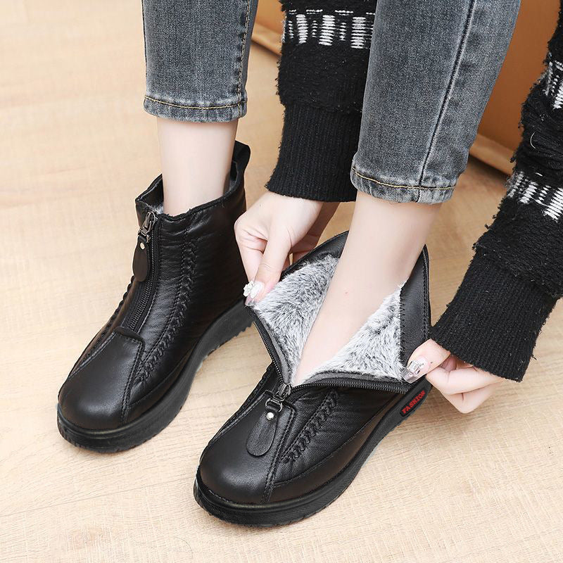 Nuevas botas de nieve de cuero impermeables