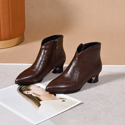 Botines de Piel con Tacón Escultural