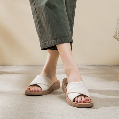 Sandalias de suela blanda de piel auténtica