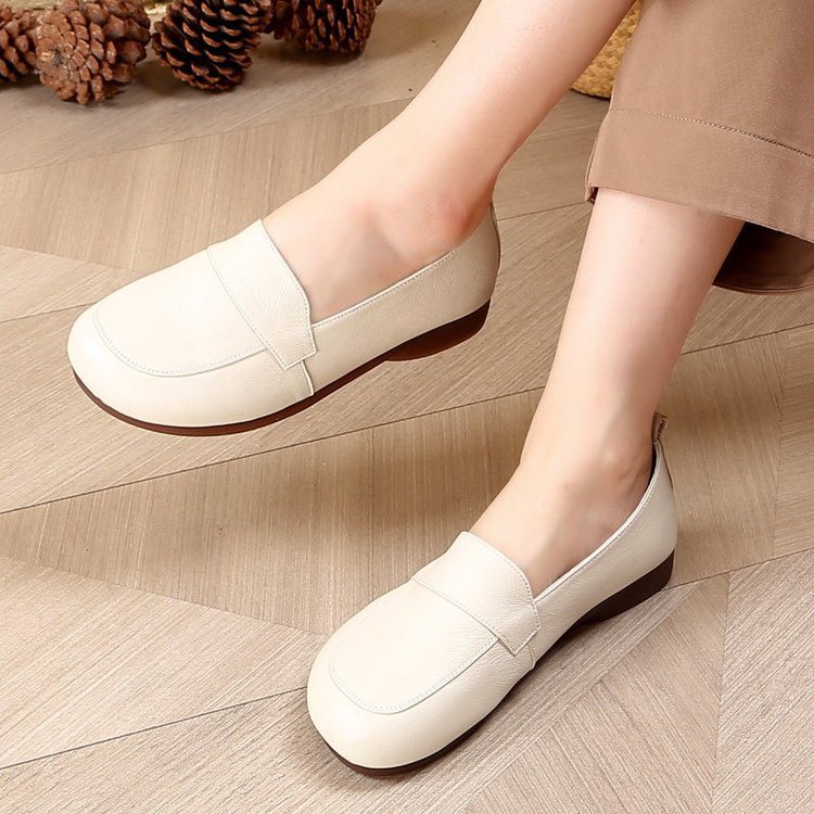 Zapatos de cuero retro de tacón bajo
