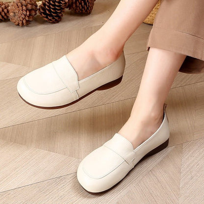 Zapatos de cuero retro de tacón bajo