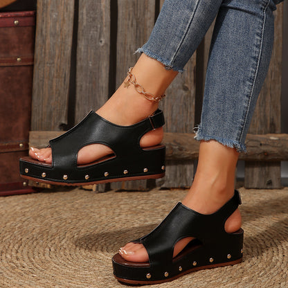 Sandalias de plataforma con boca de pez