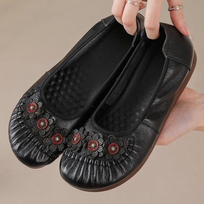 Zapatos étnicos – punta redonda, corte bajo, suela plana