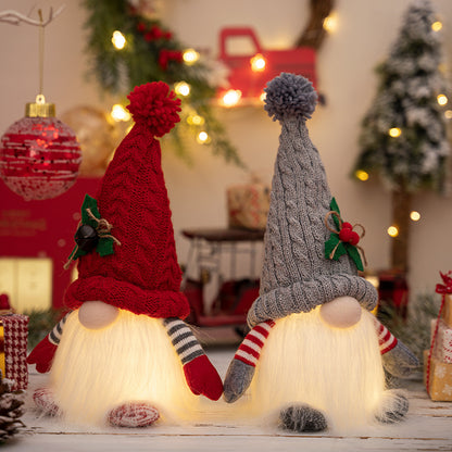 Gorro de punto iluminado de alta gama Gnomo navideño (dos piezas)