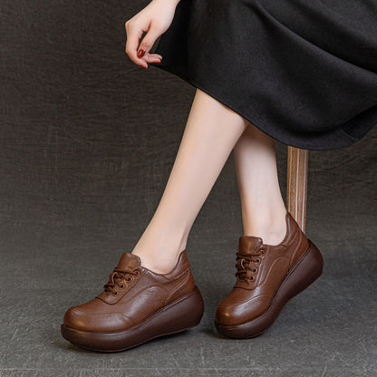 Zapatos retro de cuero con cordones
