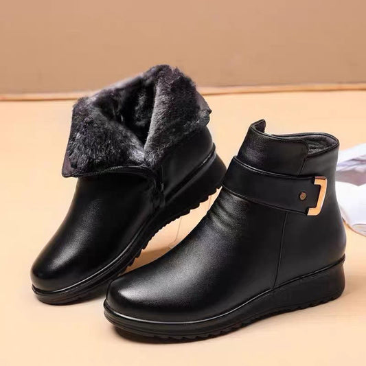Botines de Piel con Forro Cálido y Suela Gruesa