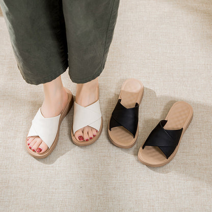Sandalias de suela blanda de piel auténtica