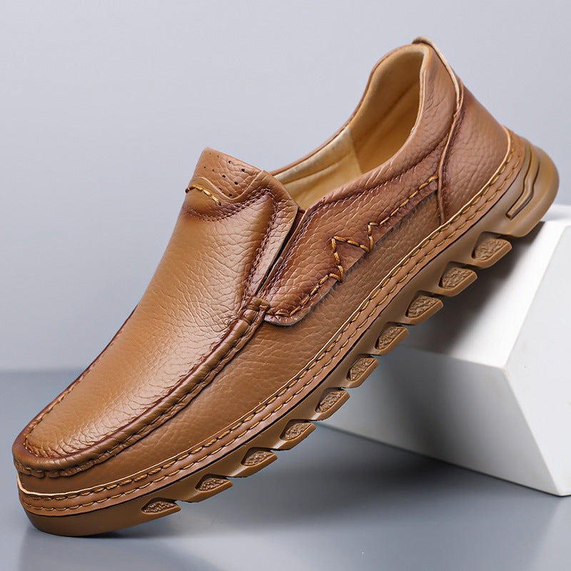 Zapatos casuales con cordones para hombre de cuero auténtico