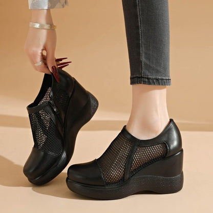 Sandalias de cuña de malla transpirable