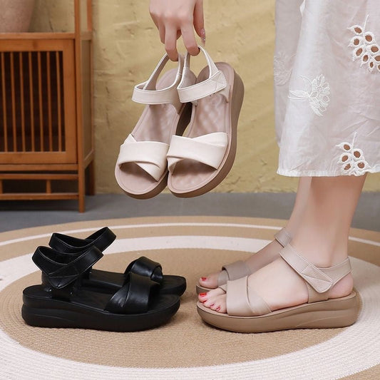 Sandalias de cuero suave con absorción de impactos